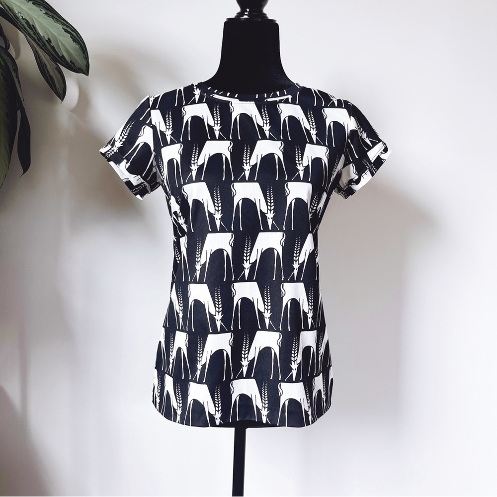 Vintage Aileen Gazelle Print Top